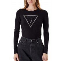 GUESS KIARA TRIANGLE LOGO SWTR ΜΠΛΟΥΖΑ ΠΛΕΚΤΗ ΓΥΝΑΙΚΕΙΑ BLACK