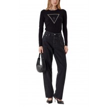 GUESS KIARA TRIANGLE LOGO SWTR ΜΠΛΟΥΖΑ ΠΛΕΚΤΗ ΓΥΝΑΙΚΕΙΑ BLACK