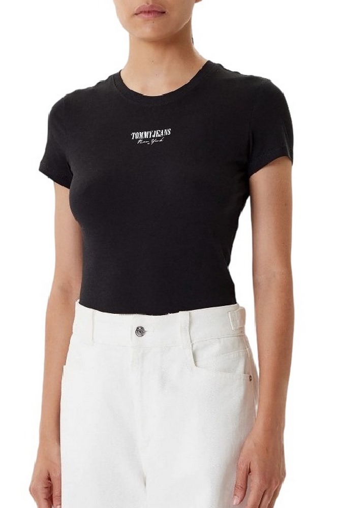 TOMMY JEANS SLIM ESSENTIAL LOGO2 TEE T-SHIRT ΜΠΛΟΥΖΑ ΓΥΝΑΙΚΕΙΑ BLACK