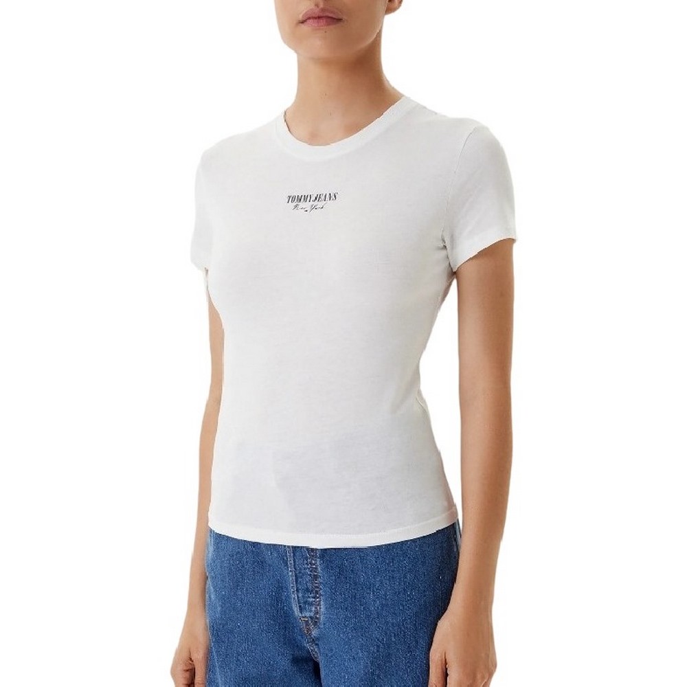 TOMMY JEANS SLIM ESSENTIAL LOGO2 TEE T-SHIRT ΜΠΛΟΥΖΑ ΓΥΝΑΙΚΕΙΑ WHITE