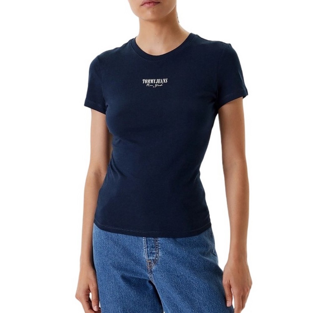 TOMMY JEANS SLIM ESSENTIAL LOGO2 TEE T-SHIRT ΜΠΛΟΥΖΑ ΓΥΝΑΙΚΕΙΑ NAVY