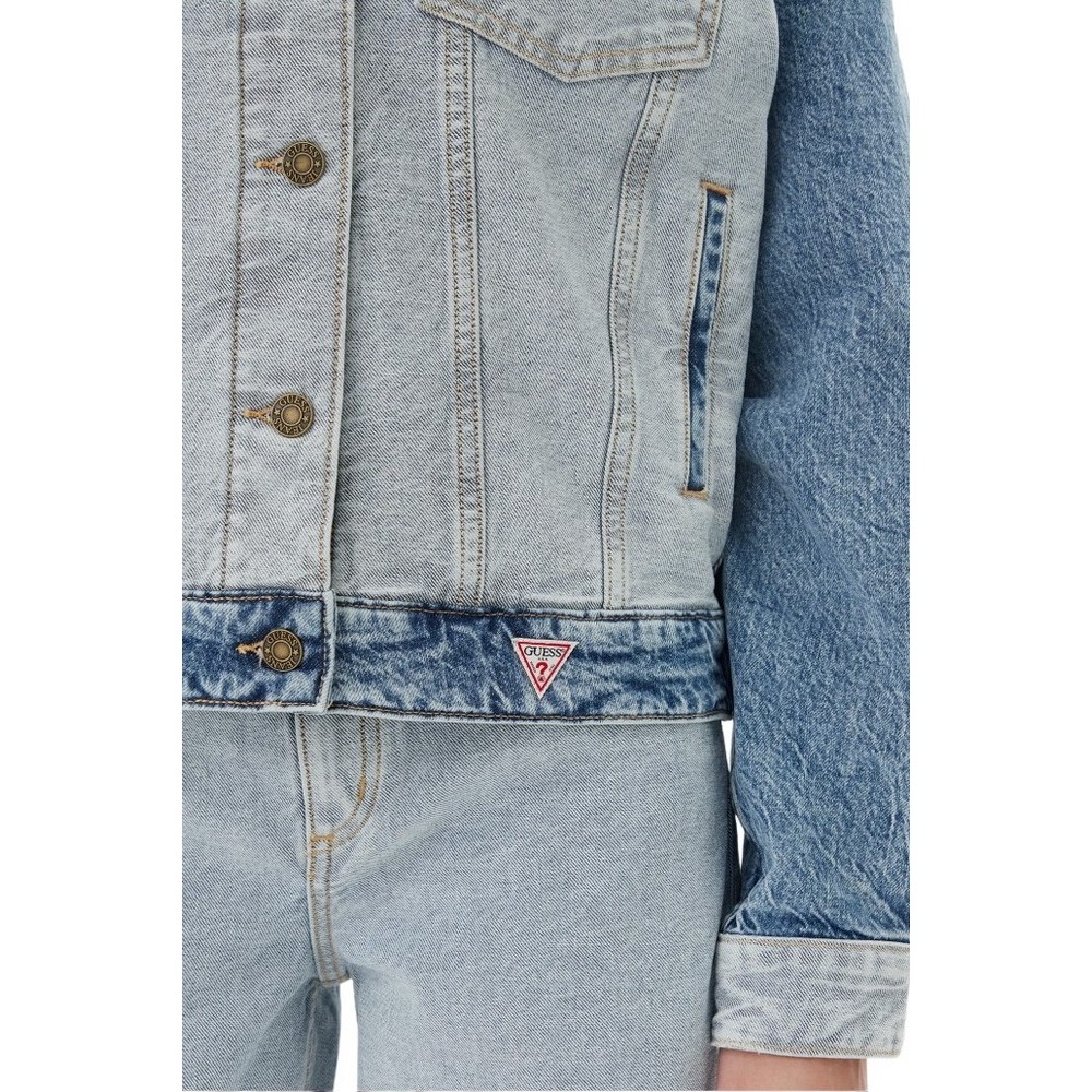 GUESS JEANS  OVERSIZE TRUCKER JACKET ΜΠΟΥΦΑΝ ΓΥΝΑΙΚΕΙΟ BLUΕ DENIM