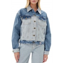 GUESS JEANS  OVERSIZE TRUCKER JACKET ΜΠΟΥΦΑΝ ΓΥΝΑΙΚΕΙΟ BLUΕ DENIM