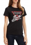 GUESS PEARLS LOVE TRIANGLE TEE T-SHIRT ΜΠΛΟΥΖΑ ΓΥΝΑΙΚΕΙΑ BLACK