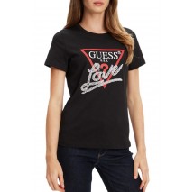 GUESS PEARLS LOVE TRIANGLE TEE T-SHIRT ΜΠΛΟΥΖΑ ΓΥΝΑΙΚΕΙΑ BLACK