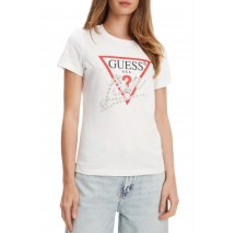 GUESS PEARLS LOVE TRIANGLE TEE T-SHIRT ΜΠΛΟΥΖΑ ΓΥΝΑΙΚΕΙΑ WHITE