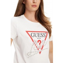 GUESS PEARLS LOVE TRIANGLE TEE T-SHIRT ΜΠΛΟΥΖΑ ΓΥΝΑΙΚΕΙΑ WHITE