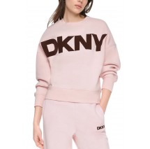 DKNY FLOCKED VARSITY LOGO SWEATSHIRT ΜΠΛΟΥΖΑ ΦΟΥΤΕΡ ΓΥΝΑΙΚΕΙΑ PINK