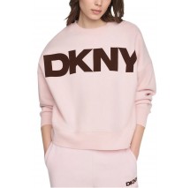DKNY FLOCKED VARSITY LOGO SWEATSHIRT ΜΠΛΟΥΖΑ ΦΟΥΤΕΡ ΓΥΝΑΙΚΕΙΑ PINK