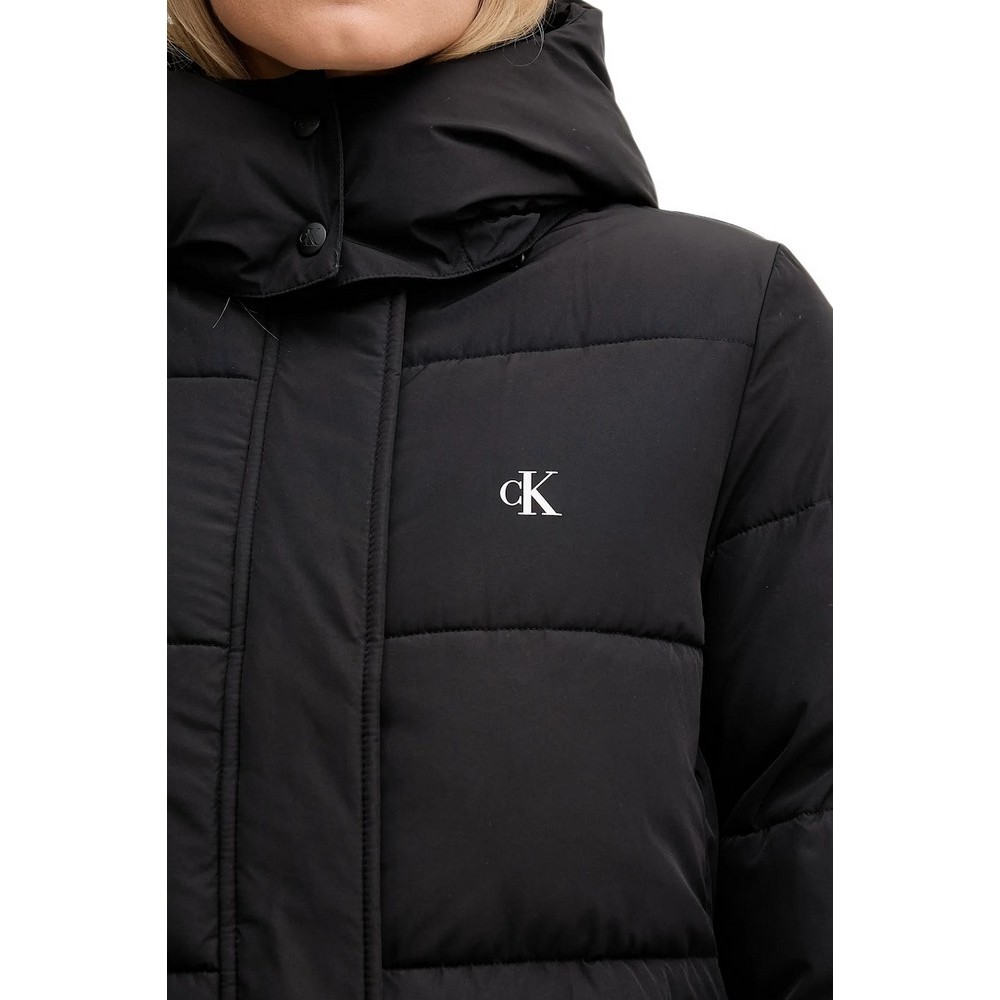 CALVIN KLEIN JEANS MONOLOGO NON-DOWN LONG PUFFER ΜΠΟΥΦΑΝ ΓΥΝΑΙΚΕΙΟ BLACK
