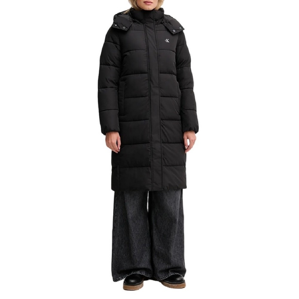 CALVIN KLEIN JEANS MONOLOGO NON-DOWN LONG PUFFER ΜΠΟΥΦΑΝ ΓΥΝΑΙΚΕΙΟ BLACK