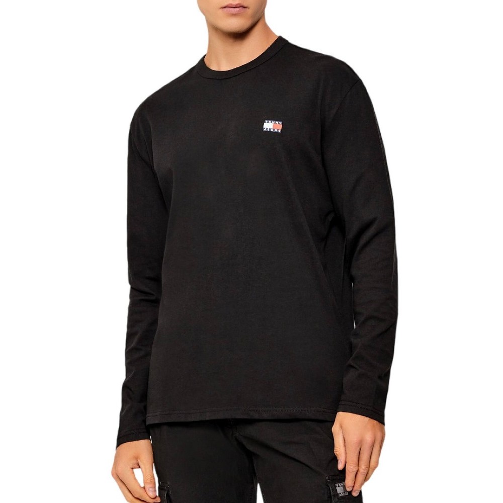 TOMMY JEANS REG BADGE T-SHIRT ΜΠΛΟΥΖΑ ΜΑΚΡΥΜΑΝΙΚΗ ΑΝΔΡΙΚΗ BLACK
