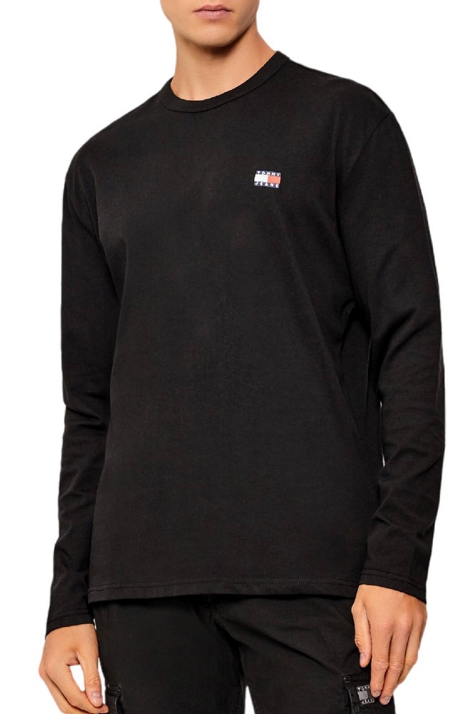 TOMMY JEANS REG BADGE T-SHIRT ΜΠΛΟΥΖΑ ΜΑΚΡΥΜΑΝΙΚΗ ΑΝΔΡΙΚΗ BLACK