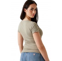 GUESS VN MINI TRIANGLE TEE T-SHIRT ΜΠΛΟΥΖΑ ΓΥΝΑΙΚΕΙΑ KHAKI