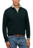 SUPERDRY D1 STUD ESSENTIALS COTTON HALF ZIP ΜΠΛΟΥΖΑ ΠΛΕΚΤΗ ΑΝΔΡΙΚΗ GREEN