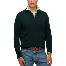 SUPERDRY D1 STUD ESSENTIALS COTTON HALF ZIP ΜΠΛΟΥΖΑ ΠΛΕΚΤΗ ΑΝΔΡΙΚΗ GREEN