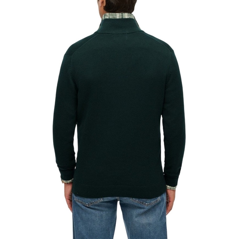 SUPERDRY D1 STUD ESSENTIALS COTTON HALF ZIP ΜΠΛΟΥΖΑ ΠΛΕΚΤΗ ΑΝΔΡΙΚΗ NAVY