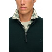 SUPERDRY D1 STUD ESSENTIALS COTTON HALF ZIP ΜΠΛΟΥΖΑ ΠΛΕΚΤΗ ΑΝΔΡΙΚΗ GREEN