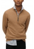 SUPERDRY D1 STUD ESSENTIALS COTTON HALF ZIP ΜΠΛΟΥΖΑ ΠΛΕΚΤΗ ΑΝΔΡΙΚΗ BROWN