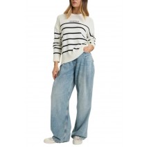 GUESS JEANSTRIPED SWTR ΜΠΛΟΥΖΑ ΠΛΕΚΤΗ ΓΥΝΑΙΚΕΙΑ OFF WHITE