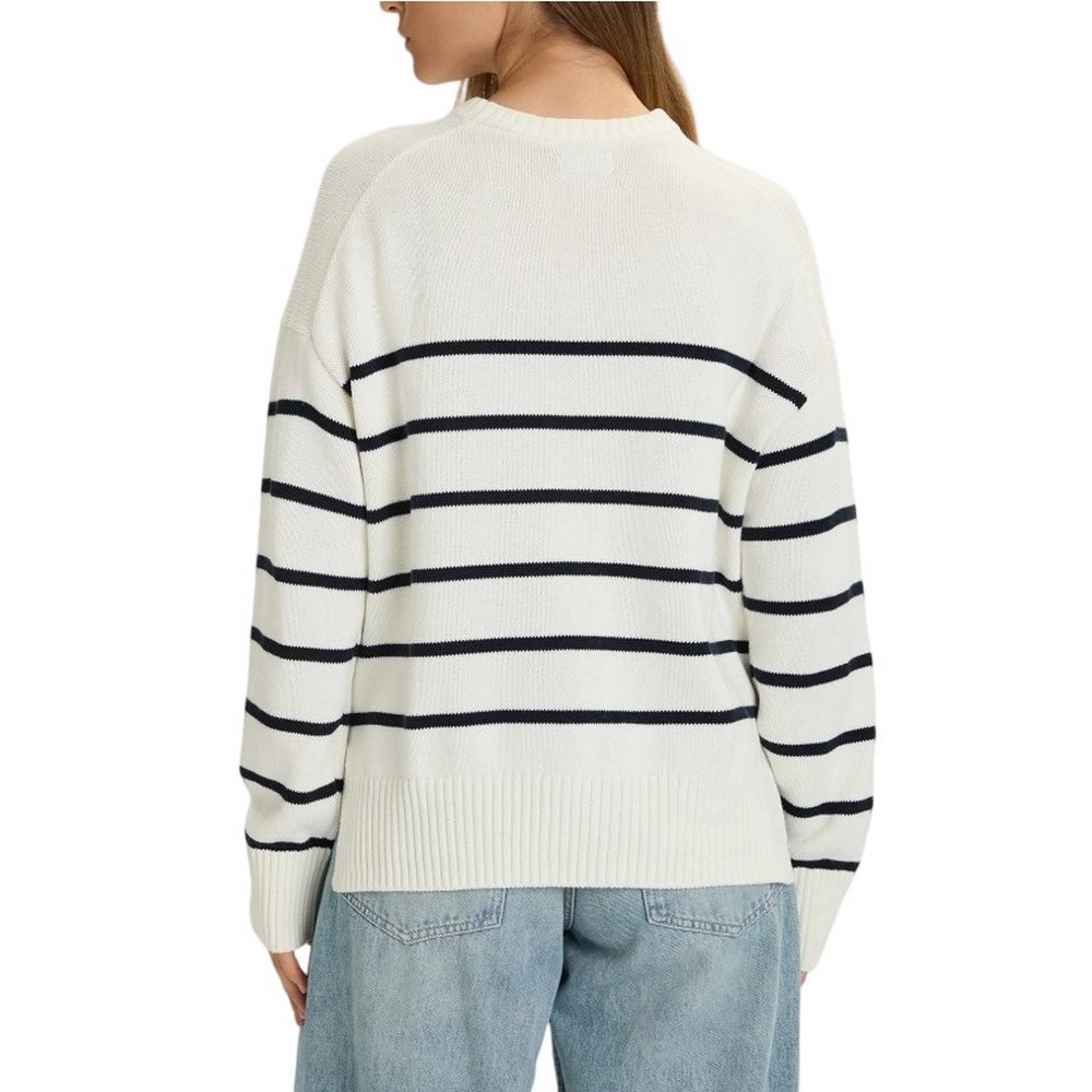 GUESS JEANSTRIPED SWTR ΜΠΛΟΥΖΑ ΠΛΕΚΤΗ ΓΥΝΑΙΚΕΙΑ OFF WHITE