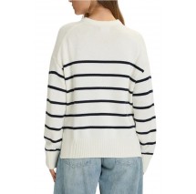 GUESS JEANSTRIPED SWTR ΜΠΛΟΥΖΑ ΠΛΕΚΤΗ ΓΥΝΑΙΚΕΙΑ OFF WHITE