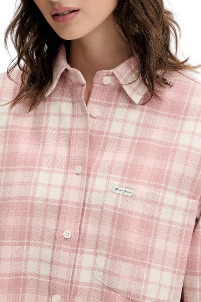 GUESS JEANS BOXY SHIRT WITH POCKET ΠΟΥΚΑΜΙΣΟ ΓΥΝΑΙΚΕΙΟ ROSE