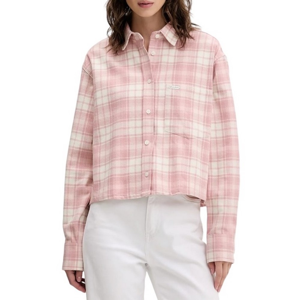 GUESS JEANS BOXY SHIRT WITH POCKET ΠΟΥΚΑΜΙΣΟ ΓΥΝΑΙΚΕΙΟ ROSE