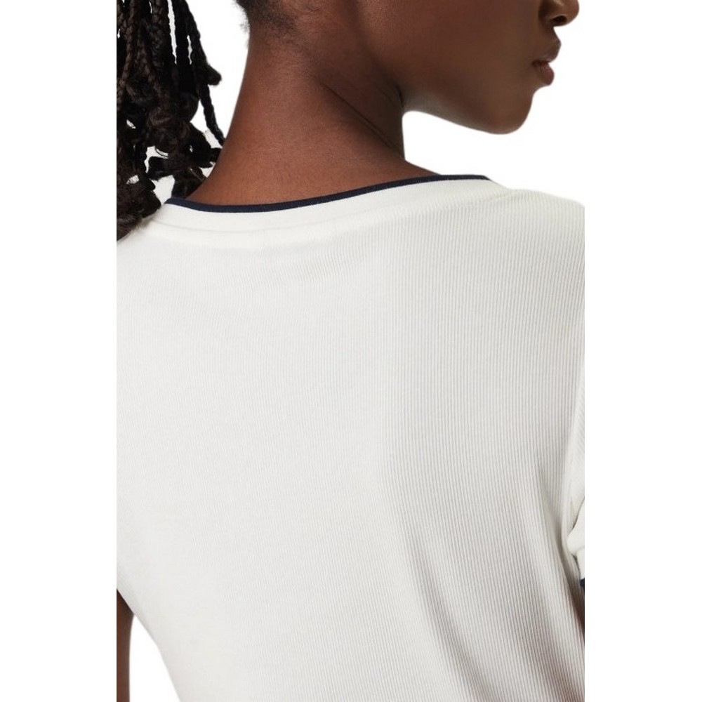 TOMMY JEANS SLIM BADGE V-NECK T-SHIRT ΜΠΛΟΥΖΑ ΓΥΝΑΙΚΕΙΑ ECRU