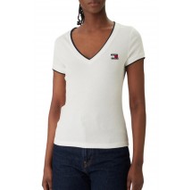 TOMMY JEANS SLIM BADGE V-NECK T-SHIRT ΜΠΛΟΥΖΑ ΓΥΝΑΙΚΕΙΑ ECRU
