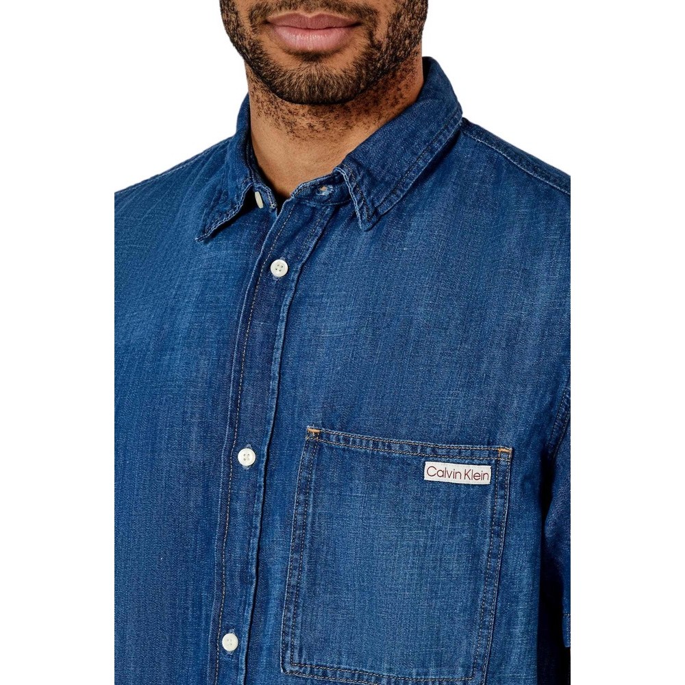 CALVIN KLEIN JEANS REGULAR SS DENIM SHIRT ΠΟΥΚΑΜΙΣΟ ΑΝΔΡΙΚΟ BLUΕ DENIM