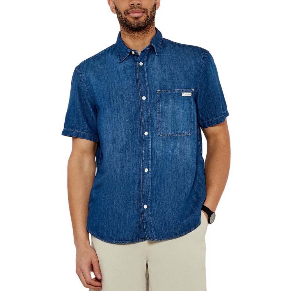 CALVIN KLEIN JEANS REGULAR SS DENIM SHIRT ΠΟΥΚΑΜΙΣΟ ΑΝΔΡΙΚΟ BLUΕ DENIM