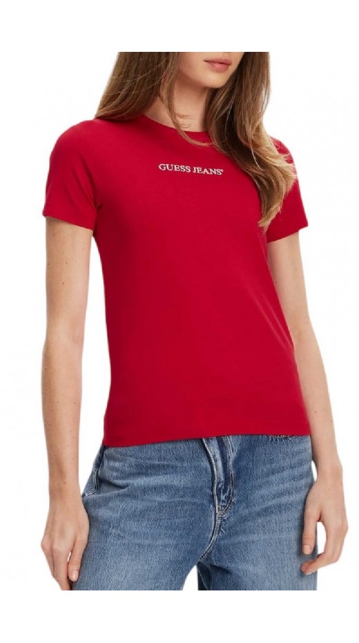 GUESS JEANS SS CN SLIM LOGO PRINT TEE ΜΠΛΟΥΖΑ ΓΥΝΑΙΚΕΙΑ RED