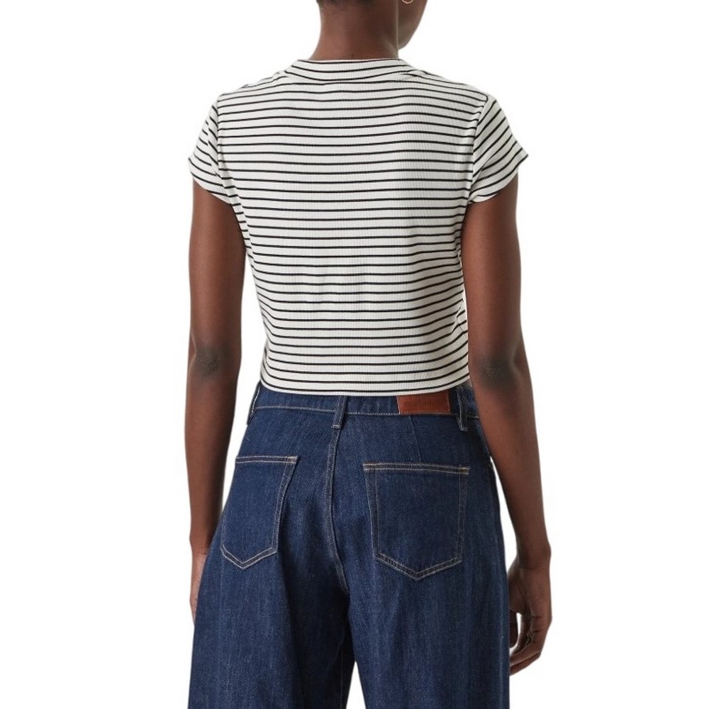 CALVIN KLEIN JEANS STRIPED MONOLOGO BABY RIB T-SHIRT ΜΠΛΟΥΖΑ ΓΥΝΑΙΚΕΙΑ WHITE/BLACK