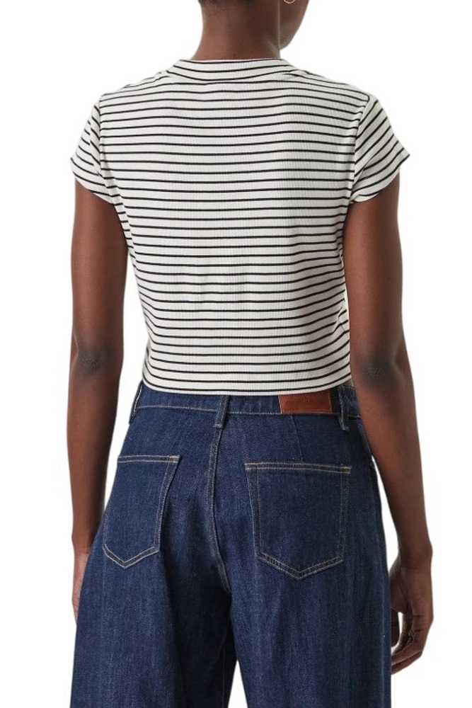 CALVIN KLEIN JEANS STRIPED MONOLOGO BABY RIB T-SHIRT ΜΠΛΟΥΖΑ ΓΥΝΑΙΚΕΙΑ WHITE/BLACK