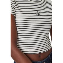 CALVIN KLEIN JEANS STRIPED MONOLOGO BABY RIB T-SHIRT ΜΠΛΟΥΖΑ ΓΥΝΑΙΚΕΙΑ WHITE/BLACK