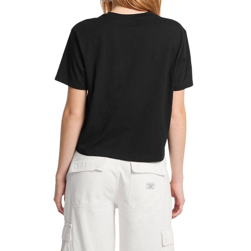 GUESS JEANS SS CN BOXY EMBRO LOGO TEE ΜΠΛΟΥΖΑ ΓΥΝΑΙΚΕΙΑ BLACK