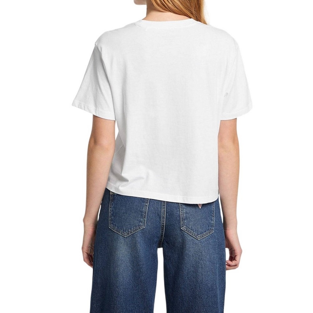 GUESS JEANS SS CN BOXY EMBRO LOGO TEE ΜΠΛΟΥΖΑ ΓΥΝΑΙΚΕΙΑ WHITE