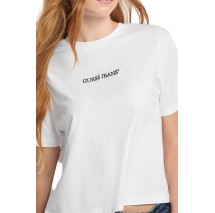 GUESS JEANS SS CN BOXY EMBRO LOGO TEE ΜΠΛΟΥΖΑ ΓΥΝΑΙΚΕΙΑ WHITE