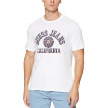 GUESS JEANS SS CN SLIM PRINTED TEE T-SHIRT ΜΠΛΟΥΖΑ ΑΝΔΡΙΚΗ WHITE