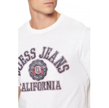 GUESS JEANS SS CN SLIM PRINTED TEE T-SHIRT ΜΠΛΟΥΖΑ ΑΝΔΡΙΚΗ WHITE
