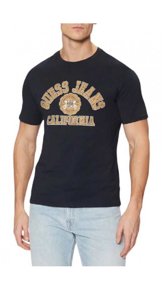 GUESS JEANS SS CN SLIM PRINTED TEE T-SHIRT ΜΠΛΟΥΖΑ ΑΝΔΡΙΚΗ DARK NAVY
