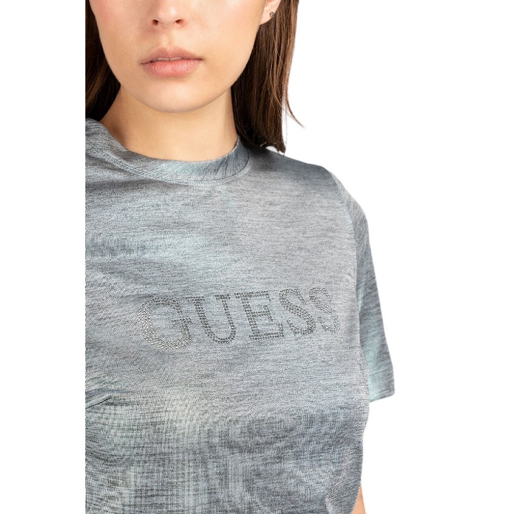 GUESS SPERANZA LOGO METALLIC TOP ΤΟΠ ΜΠΛΟΥΖΑ ΓΥΝΑΙΚΕΙΑ SILVER