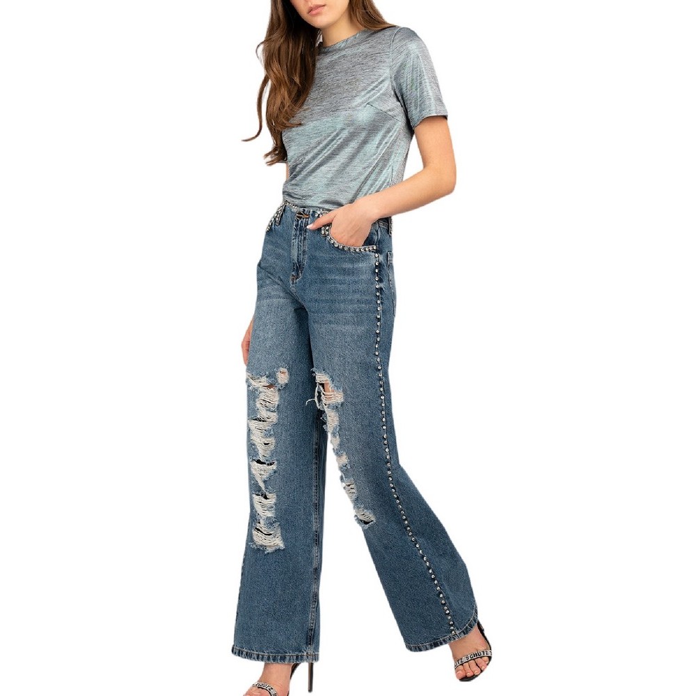 GUESS SPERANZA LOGO METALLIC TOP ΤΟΠ ΜΠΛΟΥΖΑ ΓΥΝΑΙΚΕΙΑ SILVER