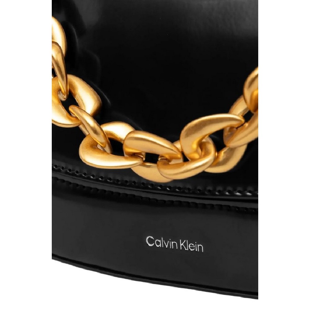 CALVIN KLEIN CHAIN SHOULDER BAG ΤΣΑΝΤΑ ΓΥΝΑΙΚΕΙΑ BLACK
