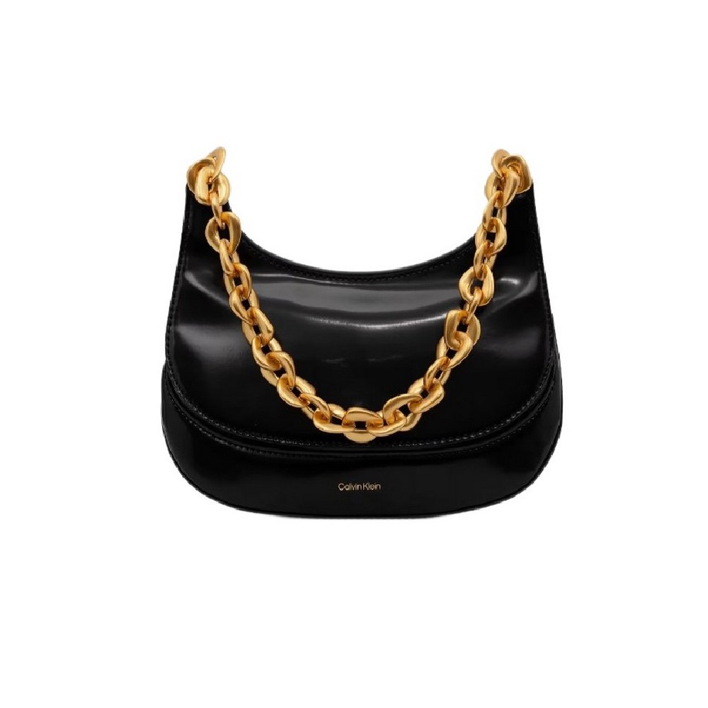 CALVIN KLEIN CHAIN SHOULDER BAG ΤΣΑΝΤΑ ΓΥΝΑΙΚΕΙΑ BLACK