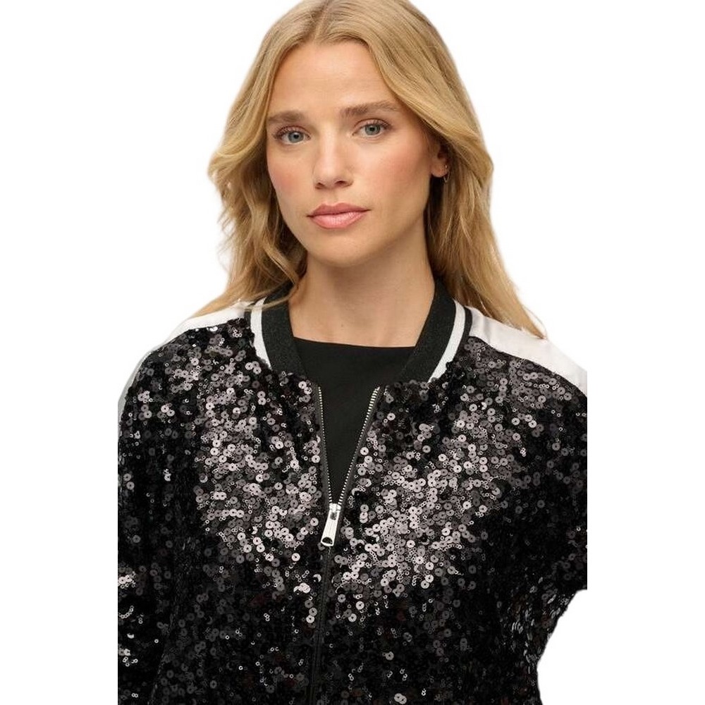 SUPERDRY D3 OVIN SEQUIN SUIKAJAN JACKET ΜΠΟΥΦΑΝ ΓΥΝΑΙΚΕΙΟ BLACK