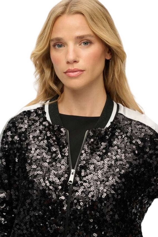 SUPERDRY D3 OVIN SEQUIN SUIKAJAN JACKET ΜΠΟΥΦΑΝ ΓΥΝΑΙΚΕΙΟ BLACK