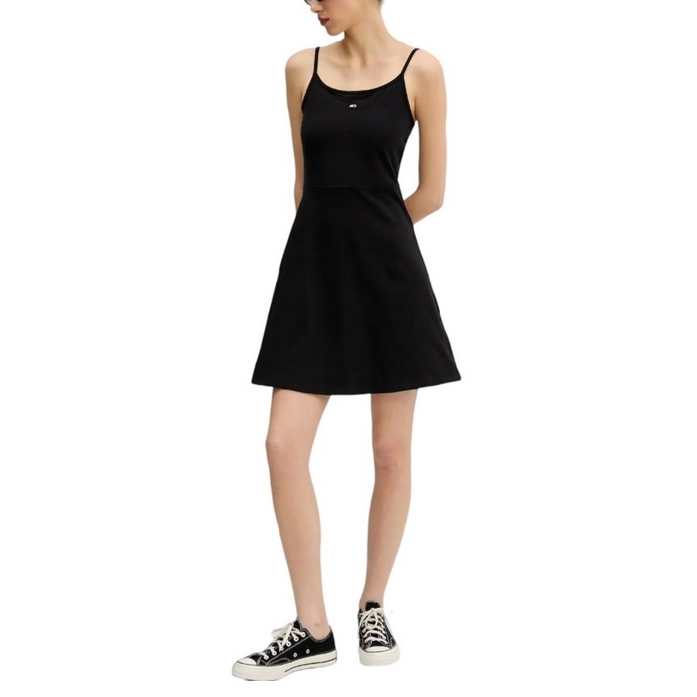 TOMMY JEANS  ESSENTIAL STRAP FLARE DRESS ΦΟΡΕΜΑ ΓΥΝΑΙΚΕΙΟ BLACK
