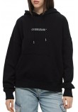 GUESS JEANS OVER HOOD EMBRO SWEATSHIRT ΦΟΥΤΕΡ ΓΥΝΑΙΚΕΙΟ BLACK